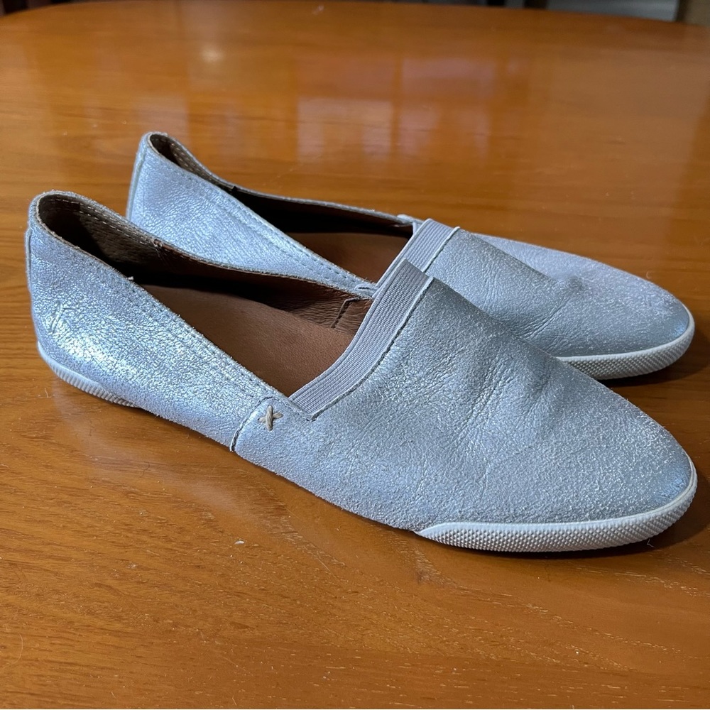 Frye Melanie Silver Slip On Flats